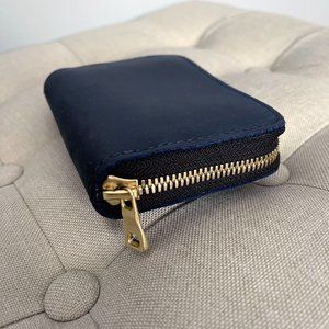 Portland Leather Leather Zip Wallet, Deep Ocean Blue